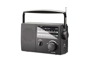 Retro 3000 Draagbare Radio - Batterijen of Netsnoer - AM/FM-radio met Handvat en Koptelefoonaansluiting - Zwart (HPG317R-B)