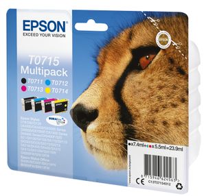 Epson Inktcartridge T0715 Origineel Combipack Zwart, Cyaan, Magenta, Geel C13T07154012