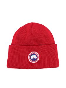 Canada Goose Kids bonnet en laine à patch logo - Rouge