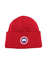 Canada Goose Kids bonnet en laine à patch logo - Rouge - thumbnail