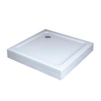 Douchebak Smooth Hoog Vierkant 90x90x16.5 SMC Wit Met Potenset en Afneembaar Paneel