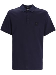 BOSS logo-patch cotton polo shirt - Bleu