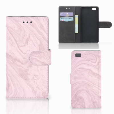 Huawei Ascend P8 Lite Bookcase Marble Pink - Origineel Cadeau Vriendin Huawei Ascend P8 Lite Bookcase Marble Pink - Origineel Cadeau Vriendin
