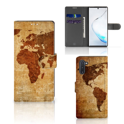 Samsung Galaxy Note 10 Flip Cover Wereldkaart Samsung Galaxy Note 10 Flip Cover Wereldkaart