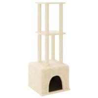 vidaXL Kattenmeubel met sisal krabpalen 133,5 cm crèmekleurig, kattenpaal, kattenboom, kattenkrabpaal, kattenhuis, kattenmeubel, kattenpalen
