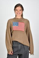 Denimist distressed trui American Flag bruin - thumbnail