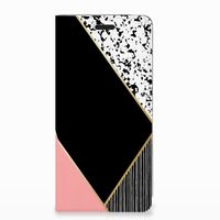 Nokia 3.1 (2018) Stand Case Zwart Roze Vormen - thumbnail