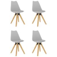 vidaXL Eetkamerstoelen 4 st PP en massief beukenhout grijs