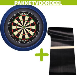 Winmau Blade 6 +  Dartmat 90*300 incl oche + Dartbordverlichting Basic Blauw