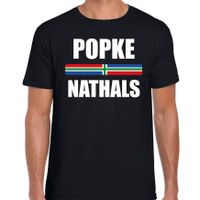 Gronings dialect shirt Popke nathals met Groningense vlag zwart voor heren - thumbnail