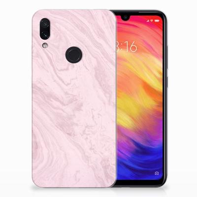 Xiaomi Redmi Note 7 Pro TPU Siliconen Hoesje Marble Pink - Origineel Cadeau Vriendin
