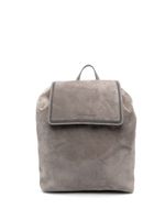 Brunello Cucinelli sac à dos en daim à logo embossé - Gris