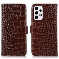 Crocodile Series Samsung Galaxy A33 5G Wallet Leren Hoesje met RFID - Bruin