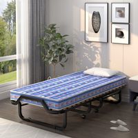 80 x 200 cm Logeerbed Inklapbaar Opvouwbaar Vouwbed met Matras van Traagschuim Opklapbed met Stevig Stalen Frame (Blauw)