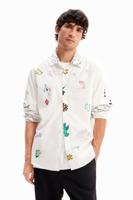 Shirt met illustraties en boodschappen - WHITE - XL