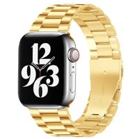 By Qubix - Stalen schakelband - Goud - Compatible met Apple watch 44mm / 45mm / 46mm / 49mm - Compatible Apple watch bandjes
