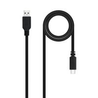 NANOCABLE 10.01.2102 3A USB 2.0 naar USB-C, hoofdgebruik, mobiele telefoons, tablets, laptops enz. tot 3 ampère oplaadkabel, type C/M-A/M, stekker op stekker, zwart, 2 m