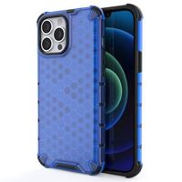 Honeycomb Armored iPhone 14 Pro Hybrid Case - Blauw - thumbnail