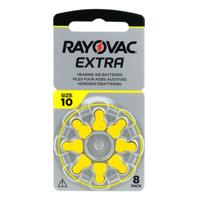 Rayovac Extra 10, 8 stuks, gehoorapparaatbatterijen, hoge prestaties, zink-luchtbatterijen, 1 blisterkaart, geel - 10AUX-8XEMF