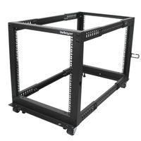 StarTech.com 12U open-frame serverrack met 4 stijlen met verstelbare diepte incl. zwenkwielen/stelpoten en kabelhaken - thumbnail