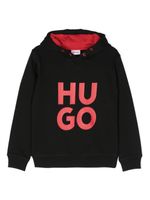 HUGO KIDS hoodie à logo imprimé - Noir