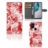 Telefoonhoesje met Naam OnePlus Nord N10 Angel Skull Rood - thumbnail