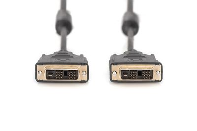 Digitus AK-320100-020-S DVI-kabel DVI Aansluitkabel DVI-D 18+1-polige stekker, DVI-D 18+1-polige stekker 2.00 m Zwart Schroefbaar, Met Ferrietkern