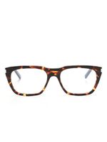 Saint Laurent Eyewear lunettes de vue carrées à effet écailles de tortue - Marron