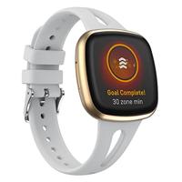 By Qubix - Compatible met Fitbit Versa 3 & 4 / Sense 1 & 2 - Sportbandje druppel design - Large - Grijs - Compatible fitbit bandje