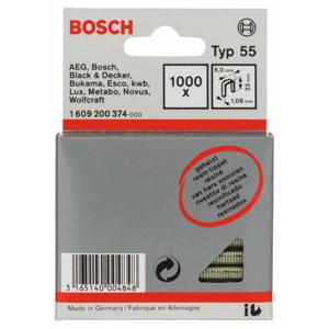 Niet met smalle rug type 55, geharst, 6 x 1,08 x 23 mm, verpakking van 1000 stuks 1000 stuk(s) Bosch Accessories 1609200374 Afm. (l x b) 23 mm x 6 mm