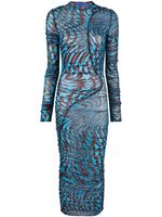 Mugler robe imprimée à fronces - Bleu