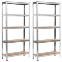 vidaXL Opbergrekken 2 st 90x30x180 cm staal en MDF zilverkleurig