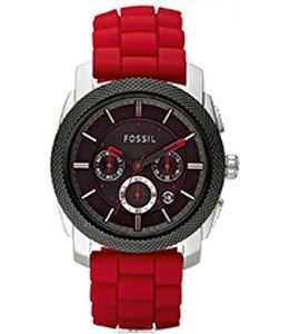 Horlogeband Fossil FS4598 Silicoon Rood 24mm