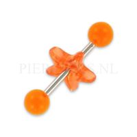 Tongpiercing acryl met donut ster oranje