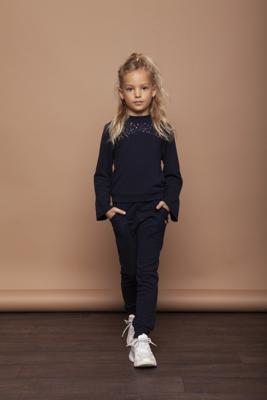 Le Chic Meisjes broek met kant - Marine blauw
