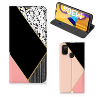 Samsung Galaxy M30s | M21 Stand Case Zwart Roze Vormen - thumbnail