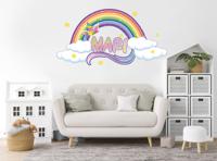 Muursticker - Regenboog en Wolken / gepersonaliseerd