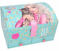 TOPModel sieradendoos meisjes 20 x 15,7 cm turquoise/roze