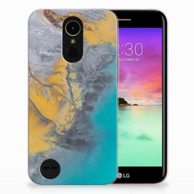LG K10 2017 TPU Siliconen Hoesje Marble Blue Gold