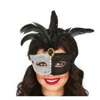 Fiestas Guirca Verkleed oogmasker Venitiaans - zwart/zilver - volwassenen - gemaskerd bal   -