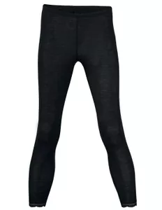 Dames Legging met Kant Zijde Wol Engel Natur, Kleur Zwart, Maat 34/36 - Small