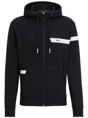 BOSS Hoodie met logostreep - Zwart