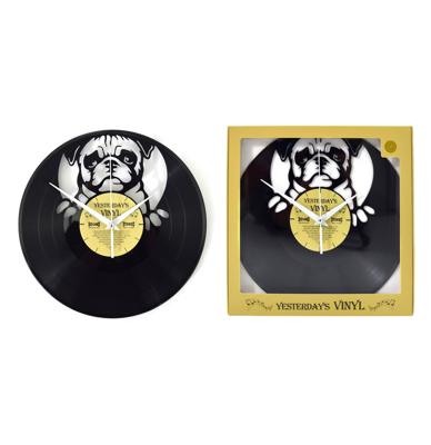 Vinyl Klok Hondenkop - Gemaakt Van Een Gerecyclede Plaat Vinyl Klok Hondenkop - Gemaakt Van Een Gerecyclede Plaat