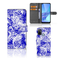 Telefoonhoesje met Naam OPPO A53 | OPPO A53s Angel Skull Blauw - thumbnail