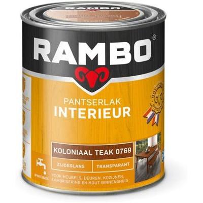 Rambo Pantserlak Interieur Transparant Zijdeglans - 750 ml Koloniaal teak