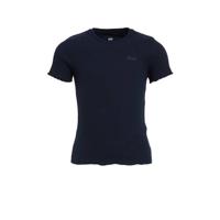 WE Fashion ribgebreid T-shirt met borduursels donkerblauw