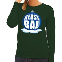 Foute feest kerst sweater met blauwe kerstbal op groene sweater voor dames 2XL (44)  -