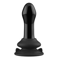 Pluggy - Glass Vibrator - With Suction Cup and Remote - Rechargeable - 10 Speed - Black - thumbnail