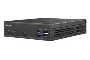 Shuttle XPC slim Barebone DH02U, Intel Celeron 3865U, 4x HDMI 2.0b 1x LAN, 1x COM, incl. VESA, 24/7 permanent gebruik