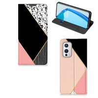 OnePlus 9 Stand Case Zwart Roze Vormen